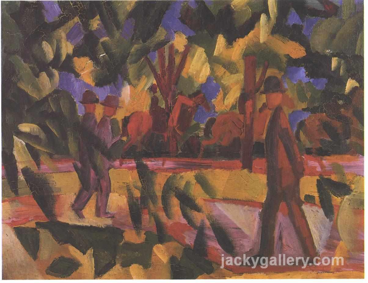 Riders and walkers at a parkway, August Macke painting